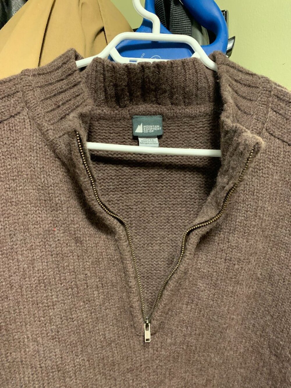 Mountain Equipment Co-op, men’s quarter-zip knit sweater / midlayer